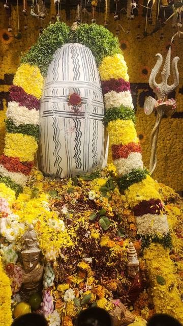 Shivalingam covered with flowers