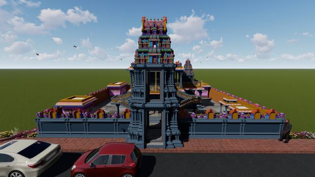 3D design of Kailasapuram, front view with Rajagopuram